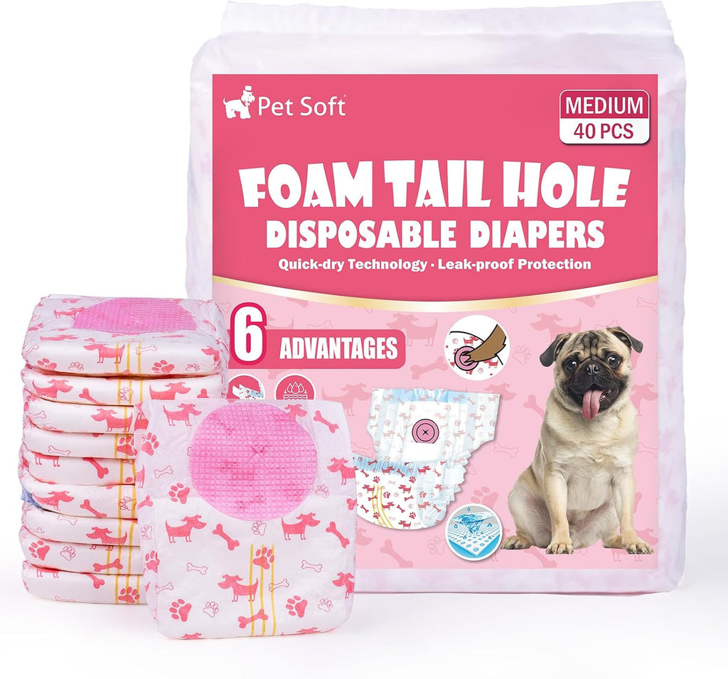 Pet Soft Disposable Dog Diapers - Female Dog Diapers with Adjustable Foam Tail Hole, Ultra Protection Puppy & Cat Diapers Wetness Indicator for Dogs in Heat or Incontinence, 50pcs (S,Red) - Image 11