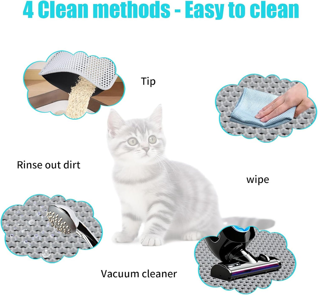 FADEYJ premium EVA cat litter catcher mat with a cat stepping on it