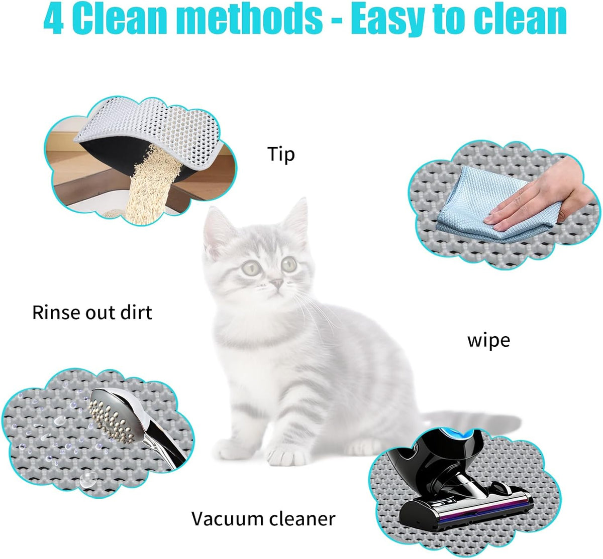 FADEYJ premium EVA cat litter catcher mat with a cat stepping on it