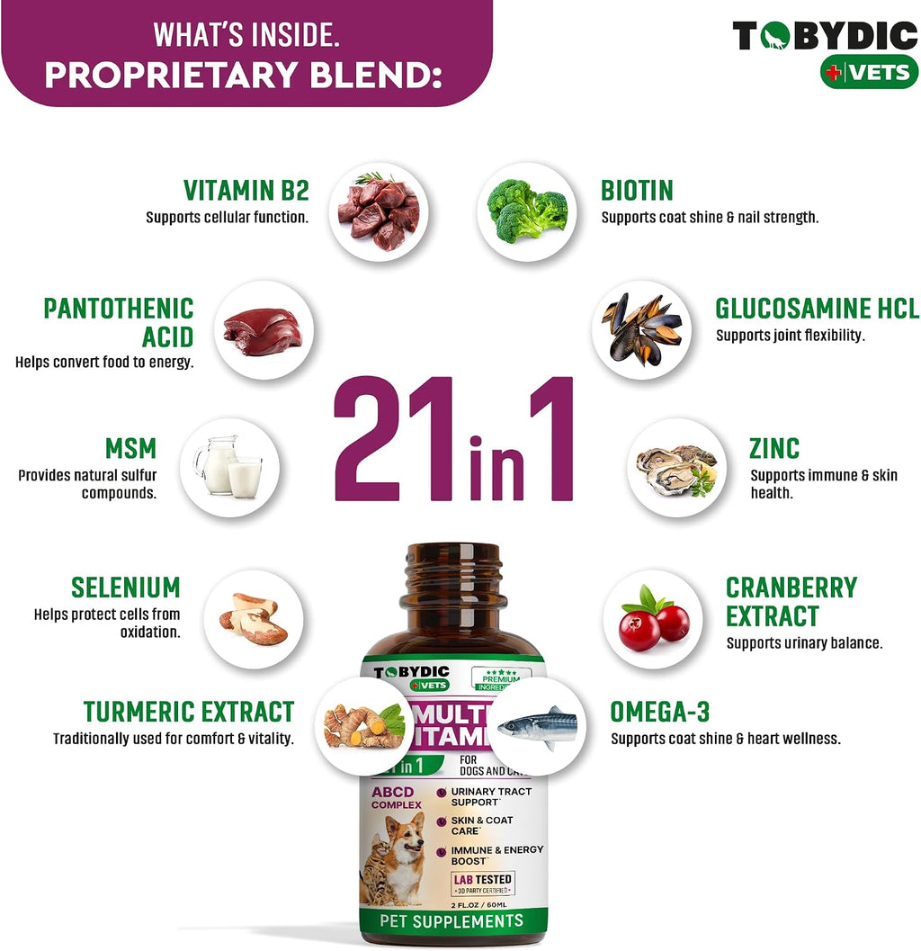 Beloved Pets Tobydic urinary tract and joint supplement packaging details