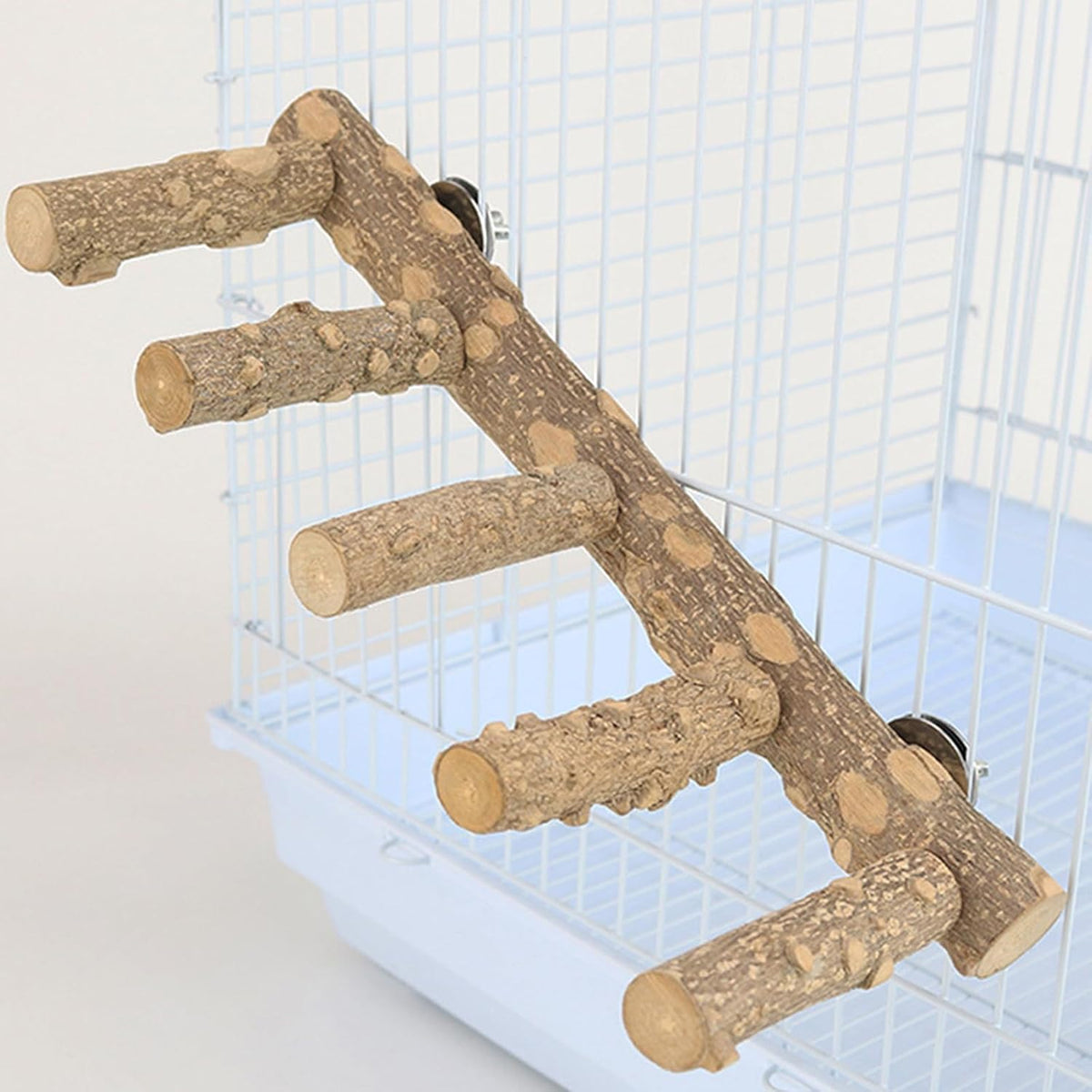 Bird Parrot Ladder Perch for Cage, Nature Wooden Bird Bridge Exercise Stands Parrot Climbing Chewing Toys for Small Animal - Image 7