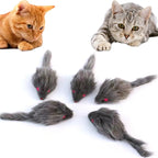 Cat Toys, 6 Pack Furry Rattle Mouse Toy Interactive Cat Toy with Feather Tail, 6 Assorted Faux Fur Kitten Toy 5.5" Realistic Size Mini Mice Cat Toy for Bored Indoor Adult Cat - Image 9