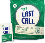 Last Call drinking wellness aid front view packaging with 10 pack pouches