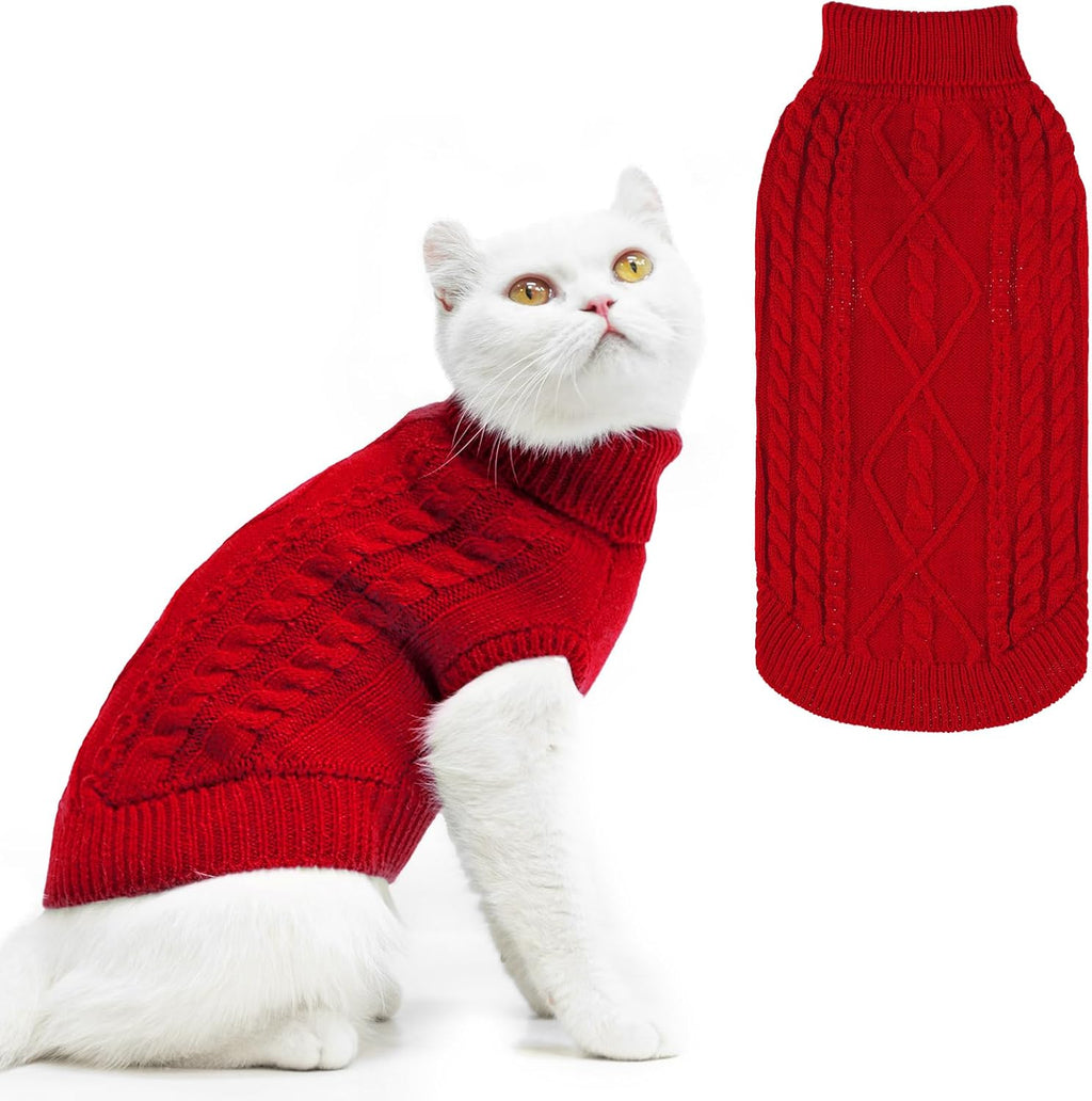 PUPTECK Winter Cat Sweater Coat - Soft Warm Cold Weather Clothes Knitwear for Kittens & Small Dogs Indoor Outdoor Wearing, Knitted Classic for Doggies Kitties Girls Boys, Black, M - Image 15