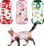 Nuanchu 3 Pieces Cat Recovery Suit Kitten Recovery Suit E-Collar Alternative for Cats and Dogs Abdominal Skin Anti Licking Pajama Clothes Sets(Medium,Fruit Style,Colorful) - Image 12