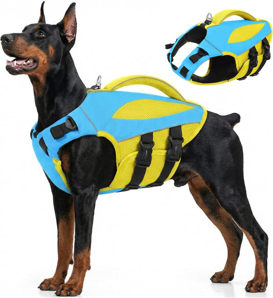 AOFITEE Large Dog Life Jacket front view high buoyancy pet swim vest