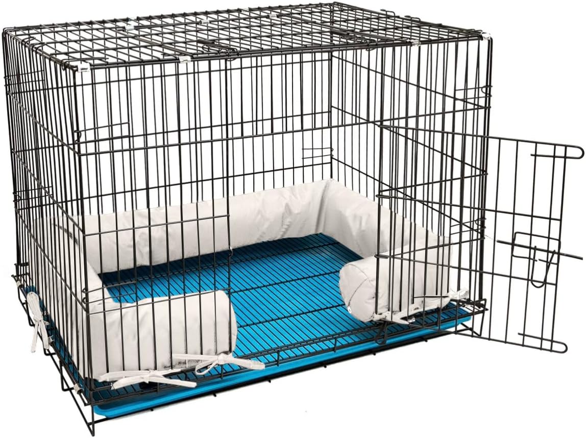 Happy Howls Dog Crate Bumper - Dog Cage- Waterproof 1100D Fabric - with Reinforced Ties & Durable Zippers - Fits Front or Side Door Puppy Kennels - Removable Cover (Black, 42.0" L x 28.0" W) - Image 11