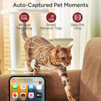 Smartphone app interface showing SiiPet camera live feed and alerts