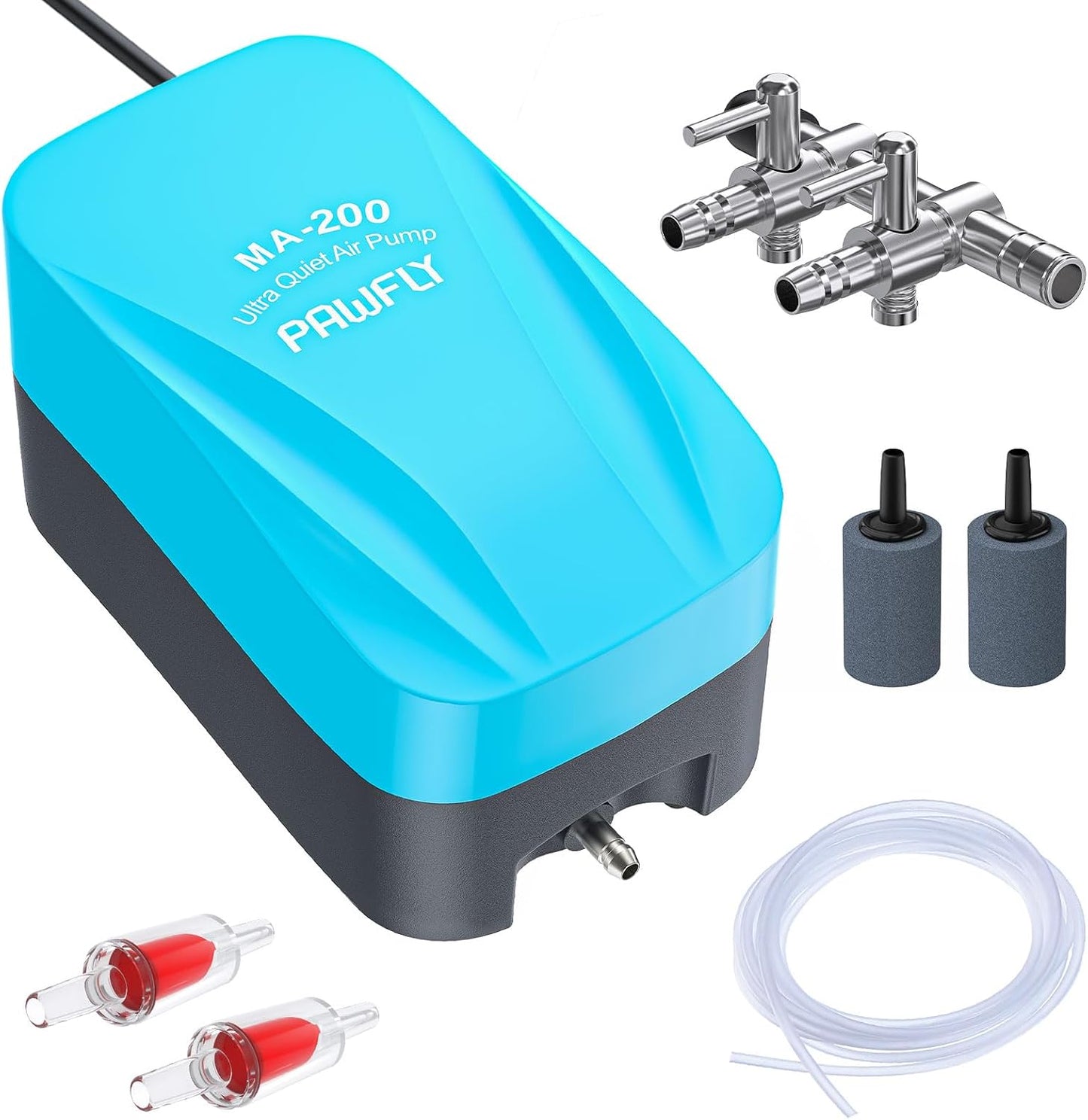 Installation diagram of Pawfly air pump in a fish tank