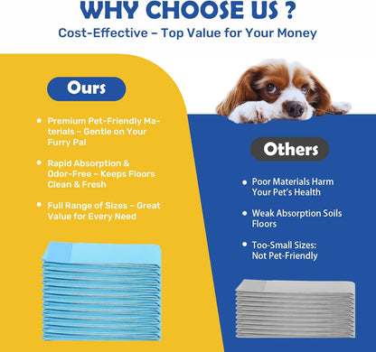 Side view of FluffyDream 50 pack pet pads showcasing compact packaging and dimensions
