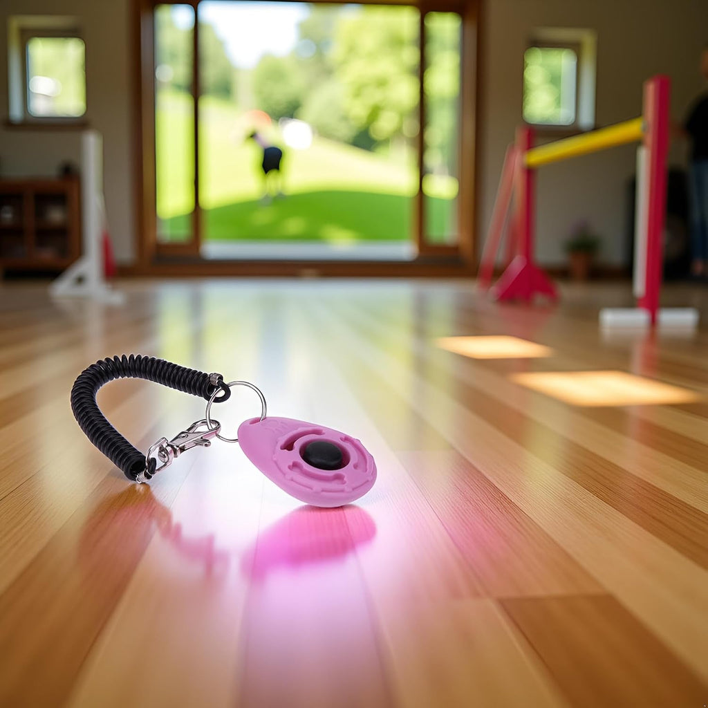Ergonomic teardrop pet clicker for positive reinforcement training sessions