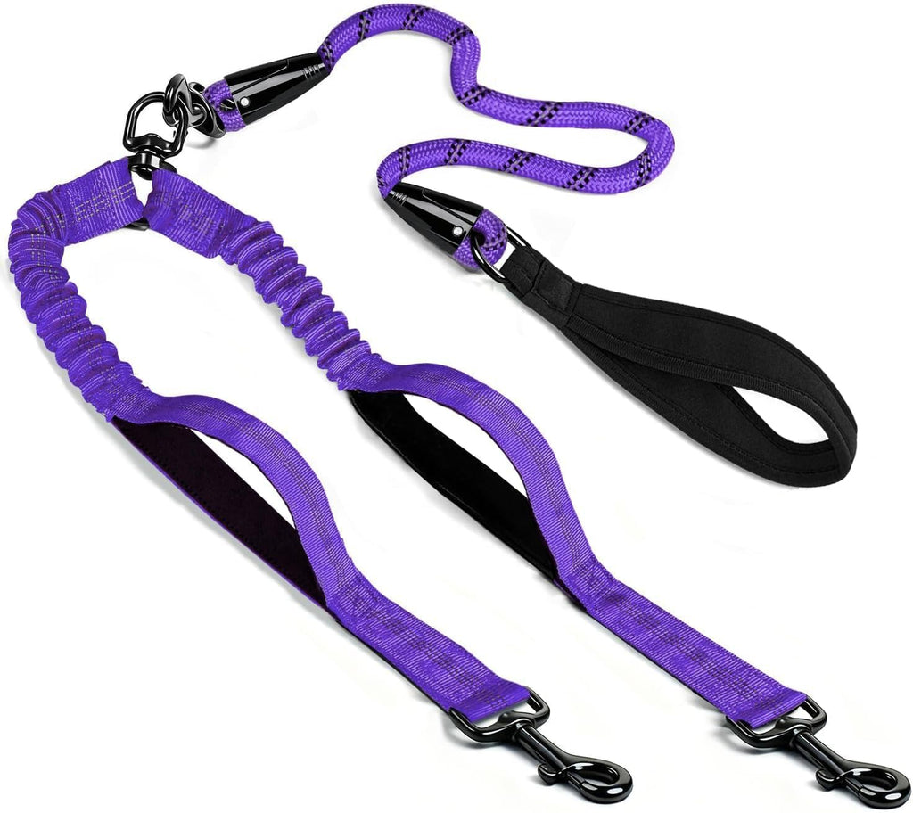 Durable Double Dog Leash Two Dog Leash No Tangle with Padded Handles & Reflective Strips for Medium Large Dogs, Comfortable Shock Absorbing Bungee for Two Dogs 18~120 Lbs - Image 9