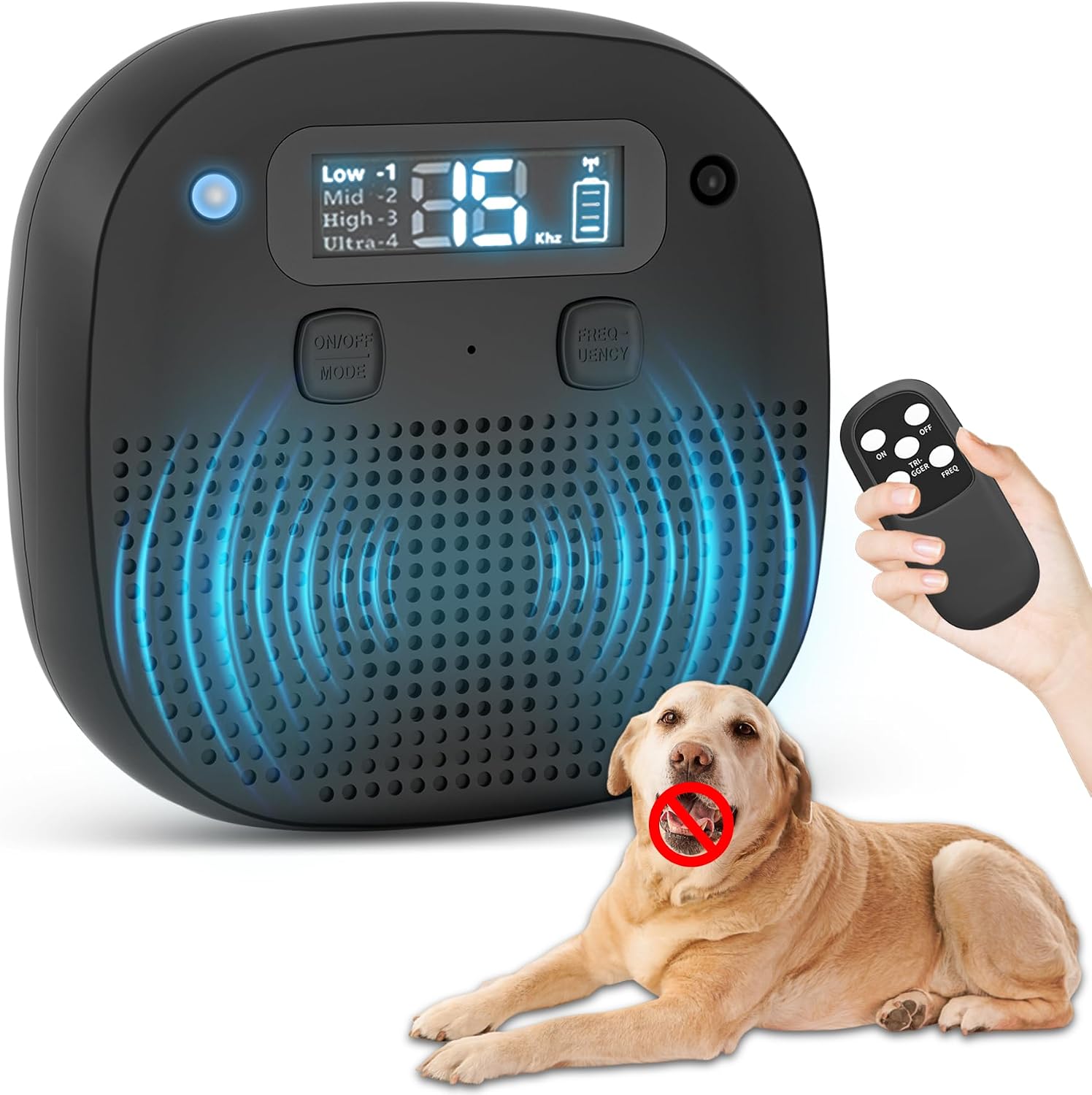 Tetra ultrasonic dog bark deterrent device front view