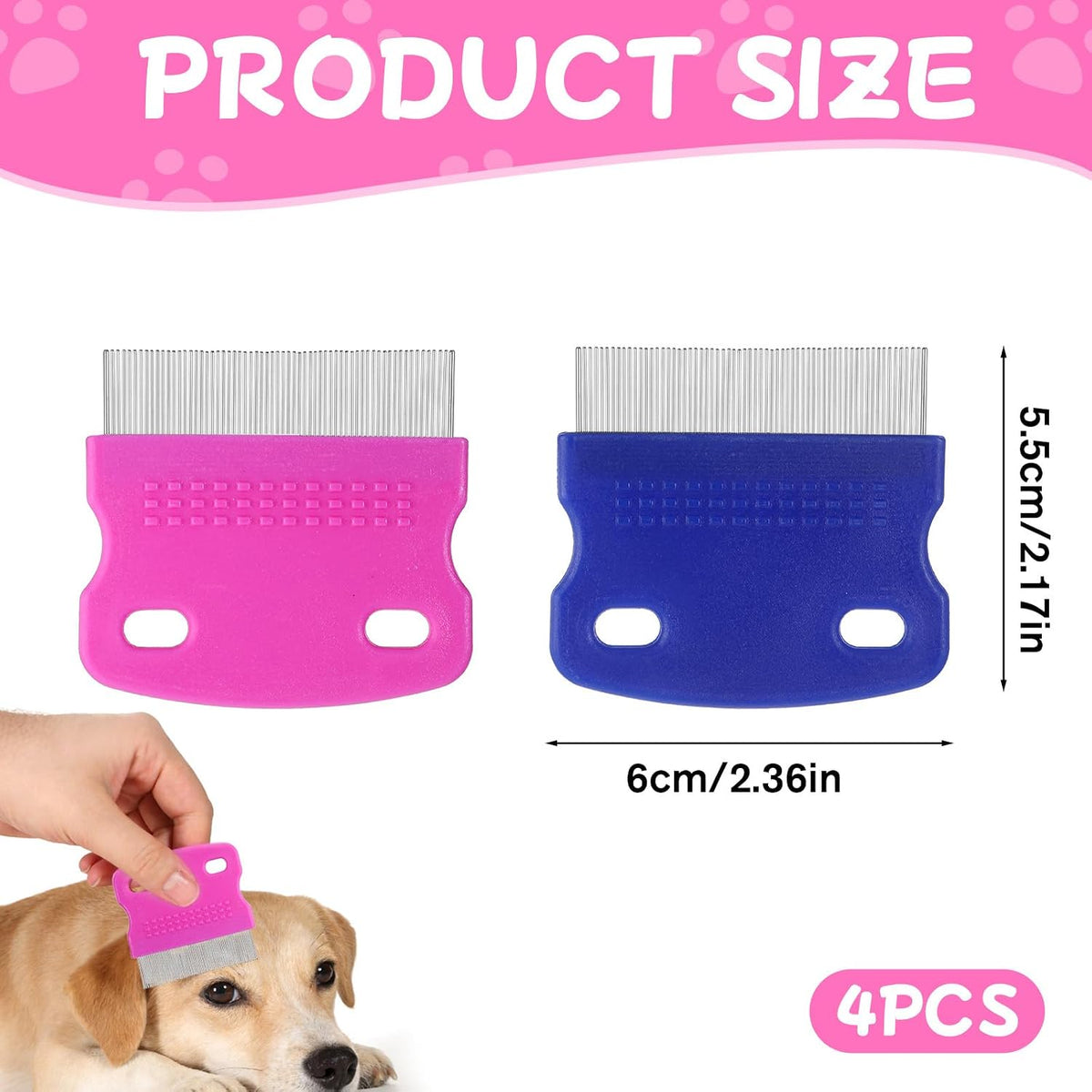 Stainless steel teeth detail on Flymoqi pet grooming comb
