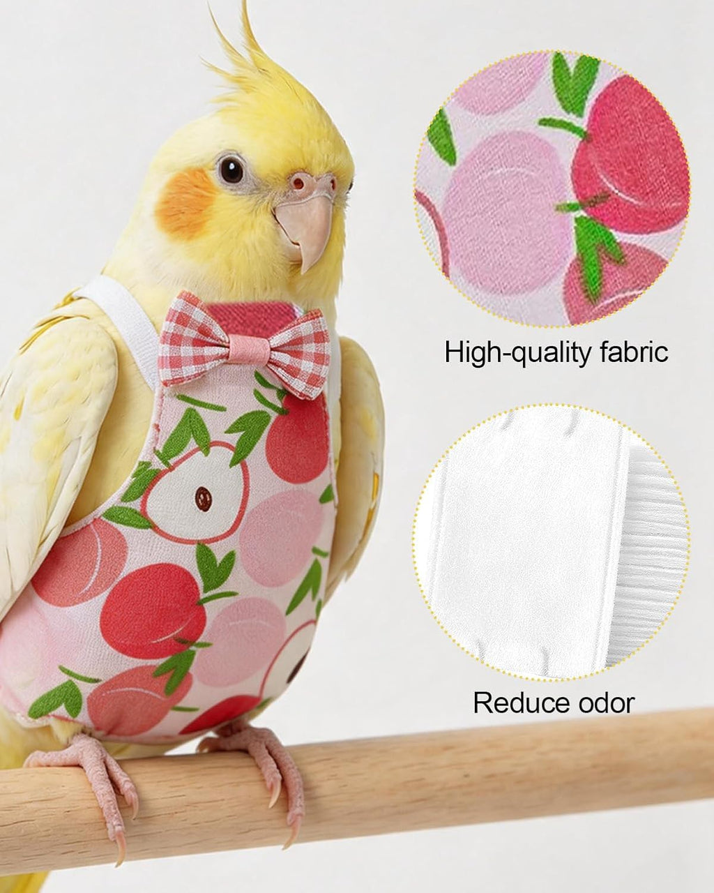3Pack Bird Diaper, Reusable Parrot Nappy & 50 Absorbent Liners Bird Diapers - Image 3