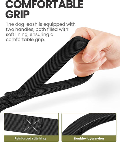 OutdoorMaster tactical dog leash with dual padded handles for training