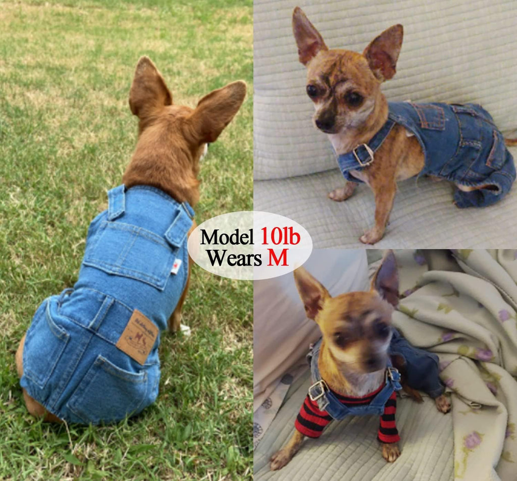 Tealots puppy jean jacket sling jumpsuit showcasing adjustable shoulder straps.
