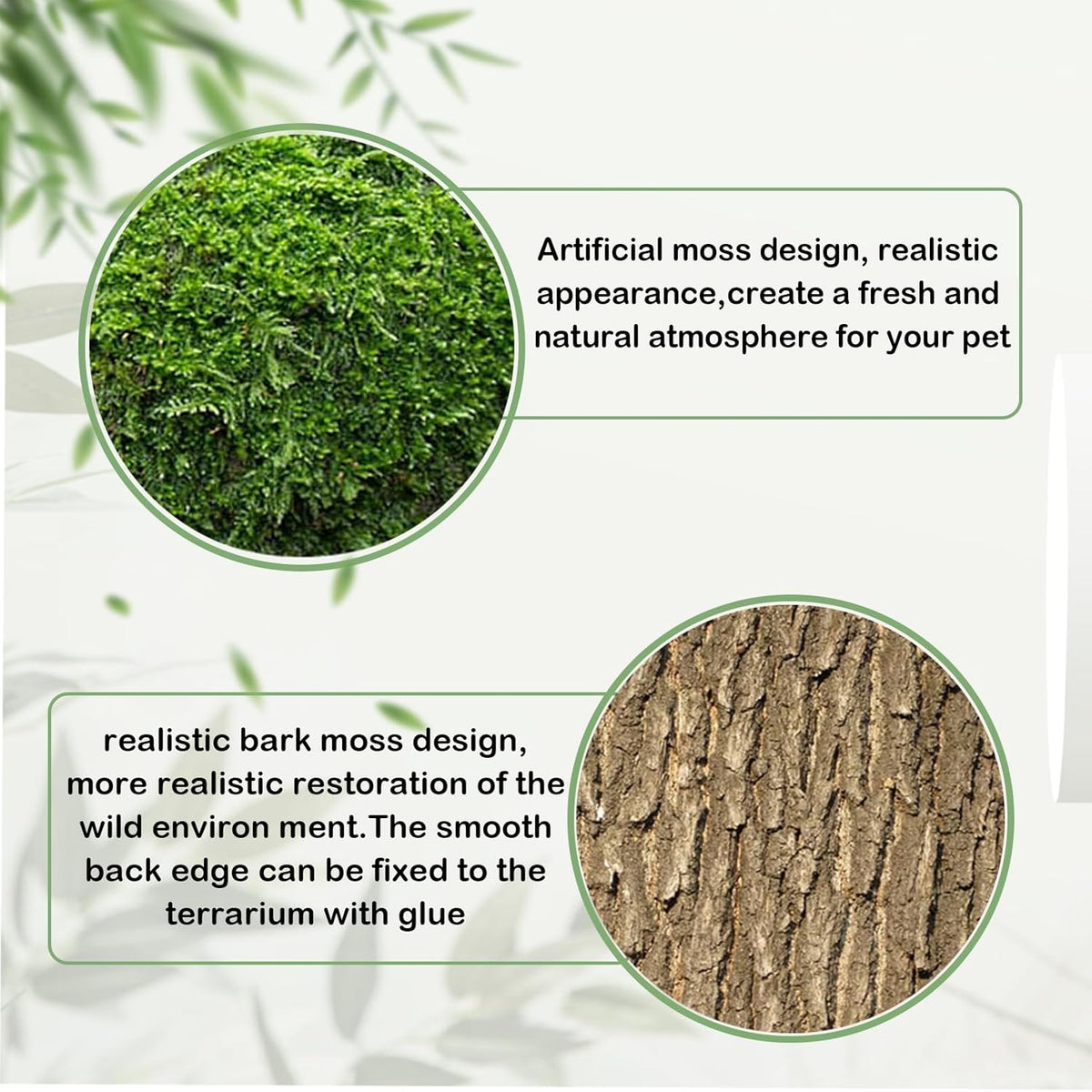 Customizable natural bark three dimensional aquarium panel side profile showing thickness