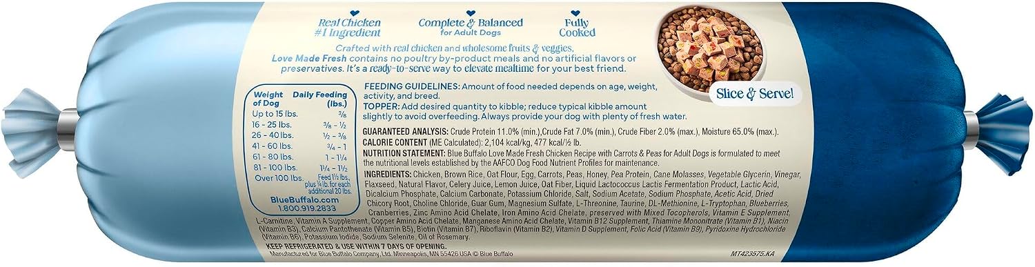 Blue Buffalo Love Made Fresh 1-pound roll packaging details