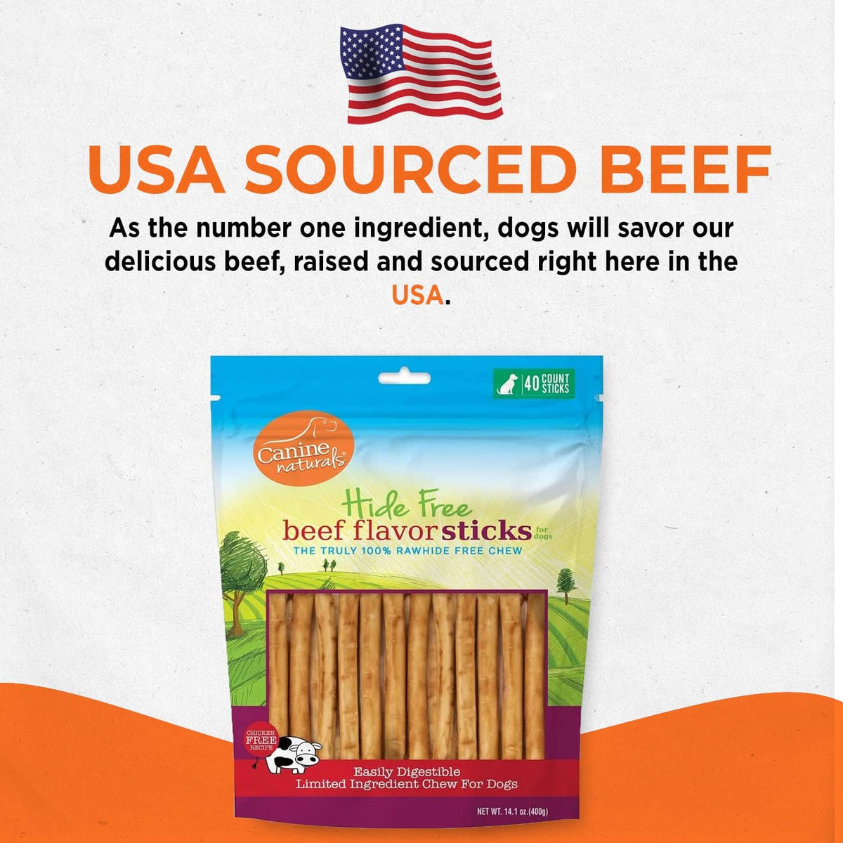 Comparison of Canine Naturals beef stick size