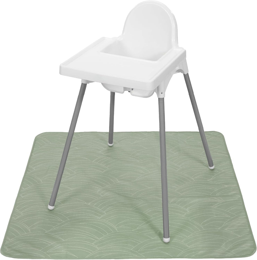 S&T INC. Baby Splat Mat front view under a high chair for floor protection.