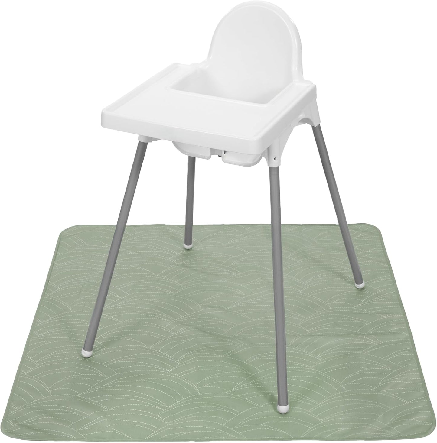 S&T INC. Baby Splat Mat front view under a high chair for floor protection.