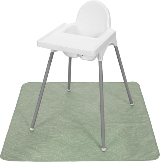 S&T INC. Baby Splat Mat front view under a high chair for floor protection.