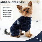 Dinkinty warm puppy jumpsuit showcasing the integrated harness D ring for leash attachment.