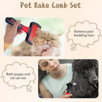 Patelai pet slicker brush with red and black ergonomic paw print handle