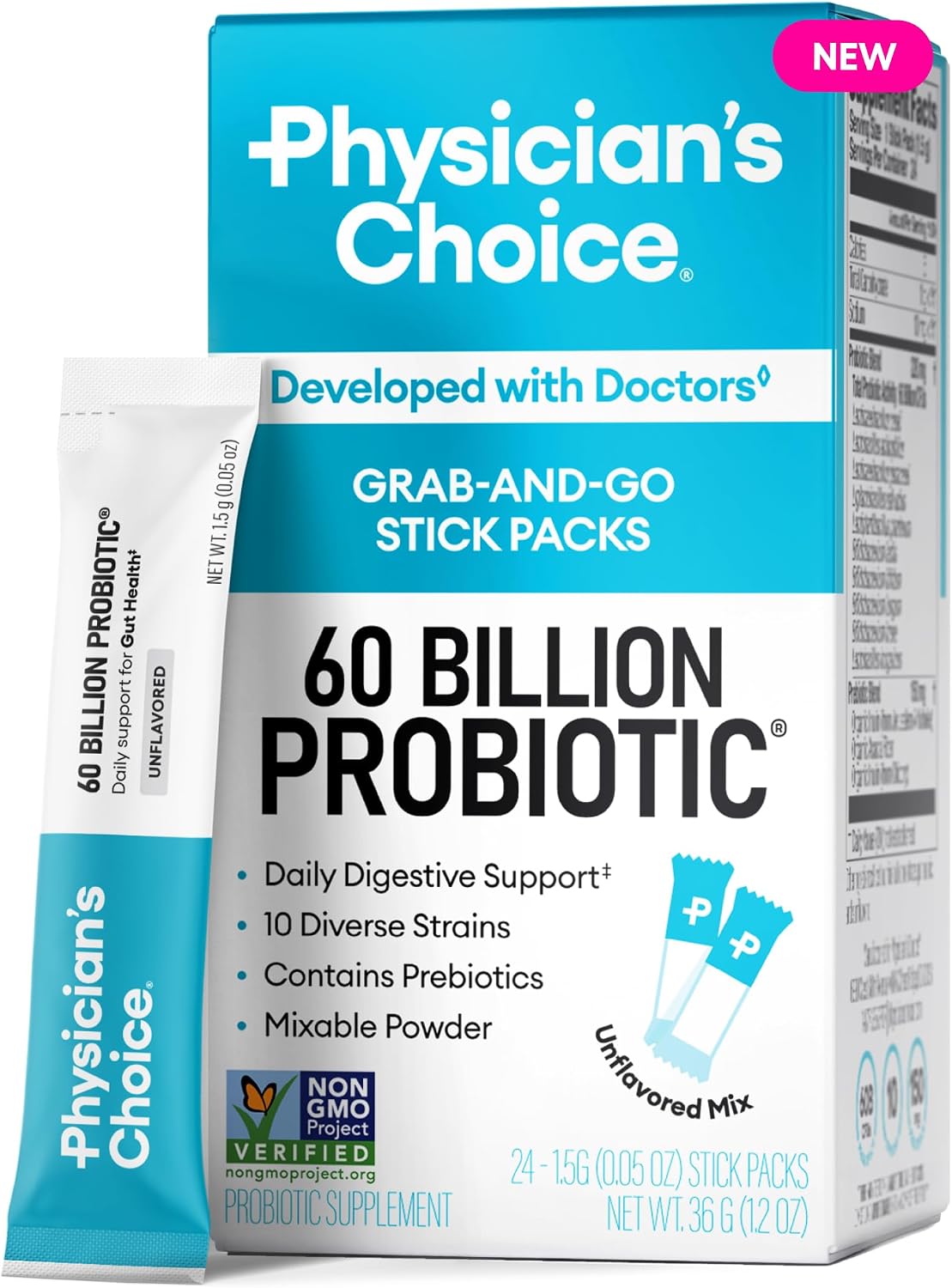 Physician's CHOICE Probiotics 60 Billion CFU - 10 Strains + Organic Prebiotics - Immune, Digestive & Gut Health - Supports Occasional Constipation, Diarrhea, Gas & Bloating - for Women & Men - 30ct - Image 9
