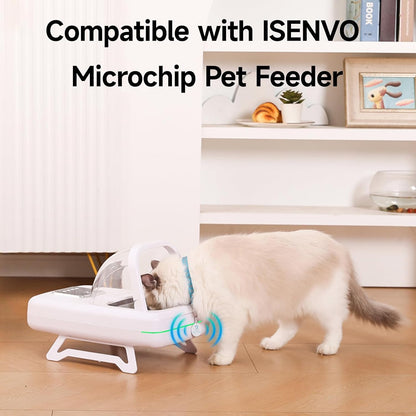 Authentic imported automated cat feeder tags on clean background for multi pet setup