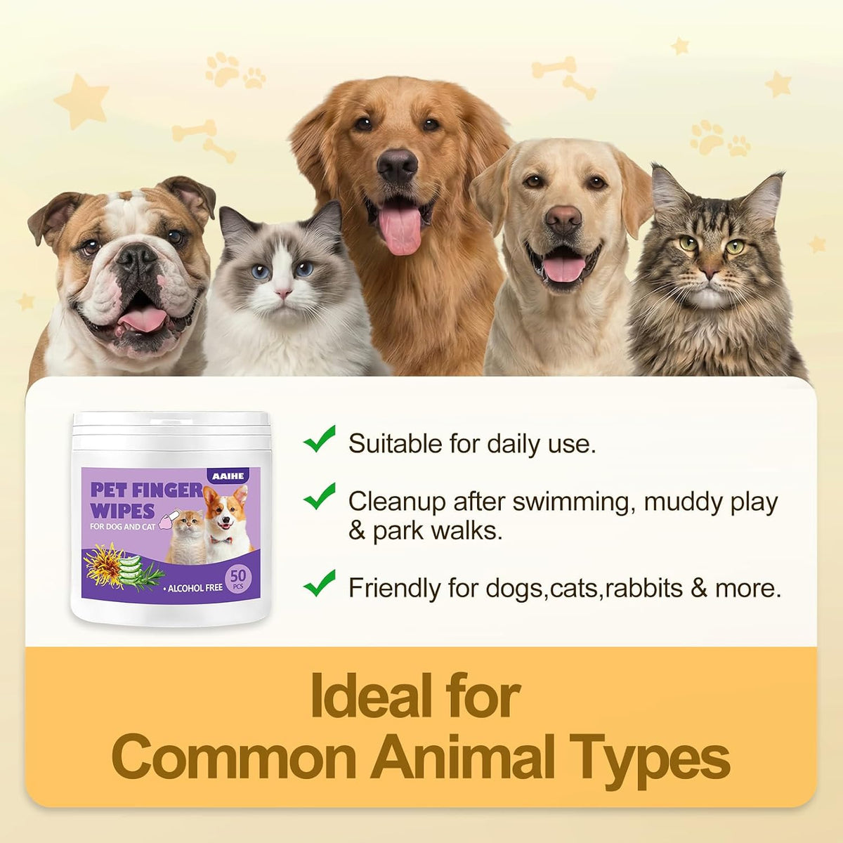 Aaihe pet ear wipes being used on a cat