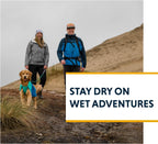 Premium windproof dog raincoat back view highlighting the integrated harness leash portal.