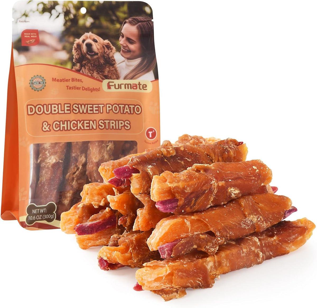 Dog Jerky Treats Duck Wrapped Orange Purple Sweet Potato, Healthy Dog Snacks High Protein Low Fat, Soft Chews Eliminates Tears, Training Rewards Treats for Small Medium Large Breeds,10.58 oz - Image 9