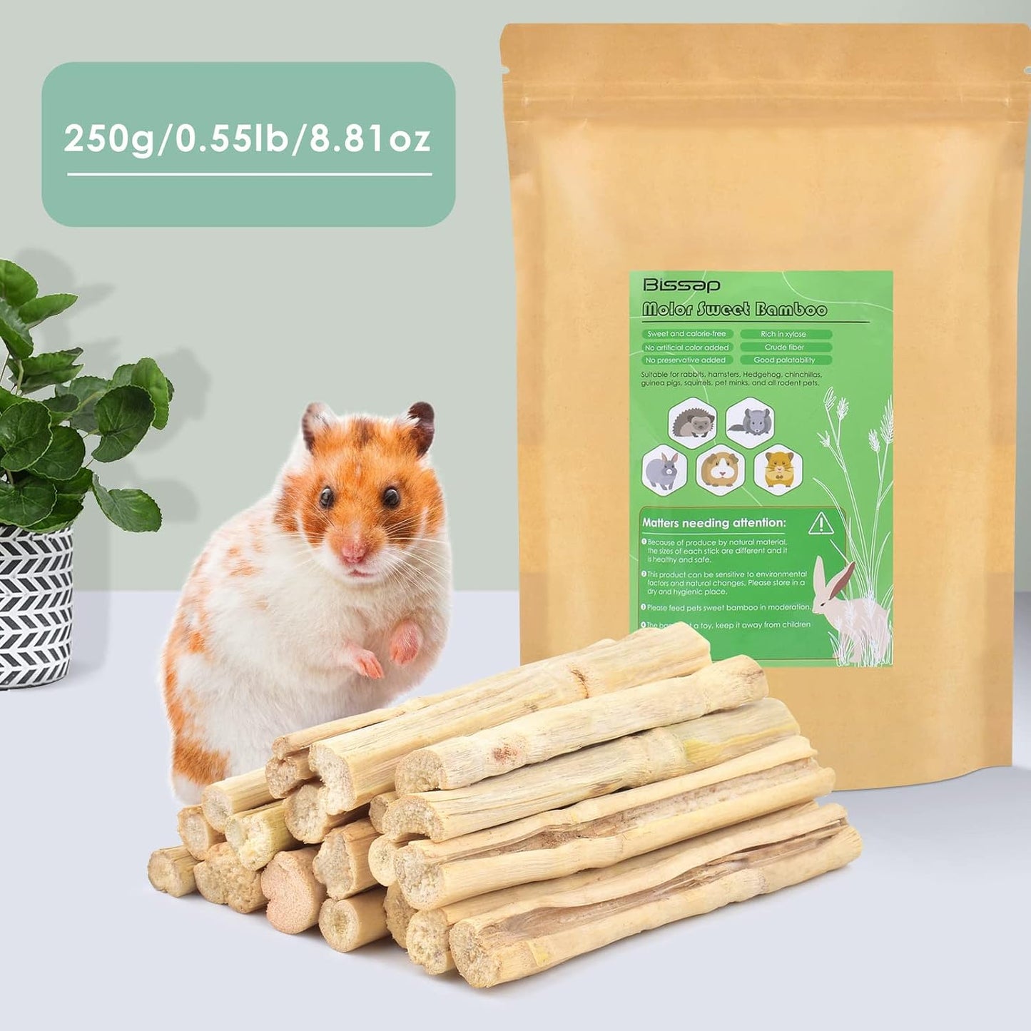 Bissap natural molar sticks arranged on a clean background for rabbit dental health