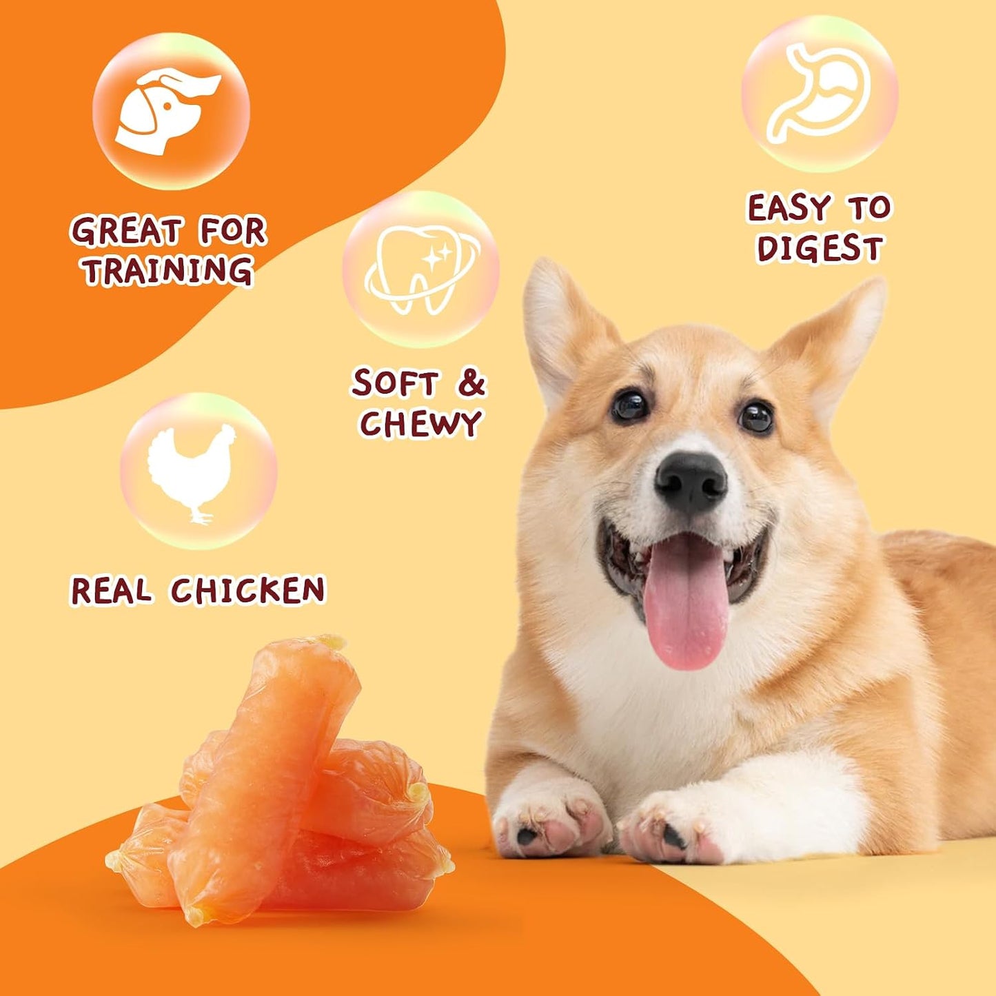 Slow roasted chicken jerky for dogs close up