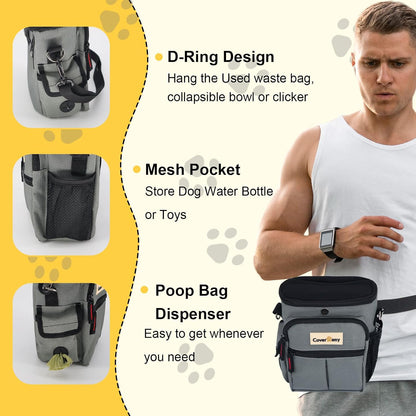 Cover Geny dog walking bag with attached collapsible bowl and clicker