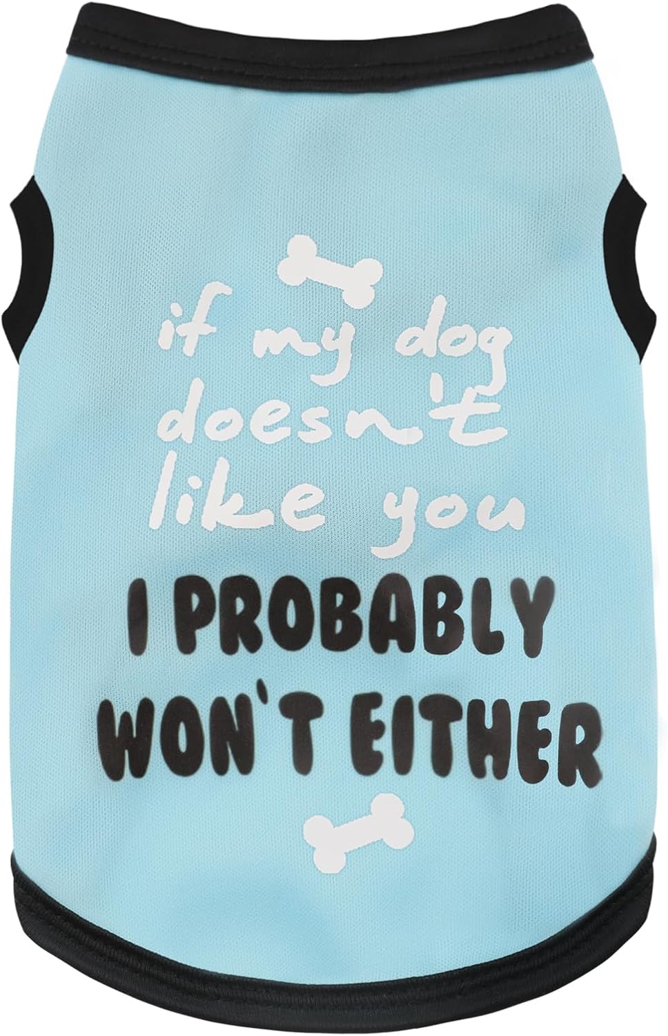 Detailed view of dog shirt neckline and armholes