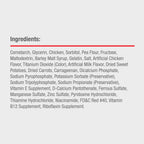 Back of DreamBone packaging with nutritional information