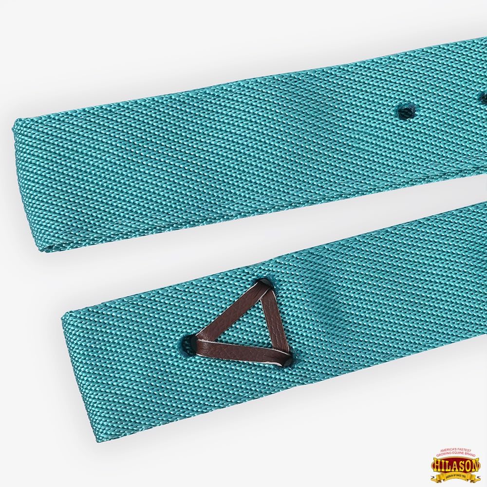 Hilason turquoise nylon cinch tie strap laid flat highlighting the precision heat-sealed holes.