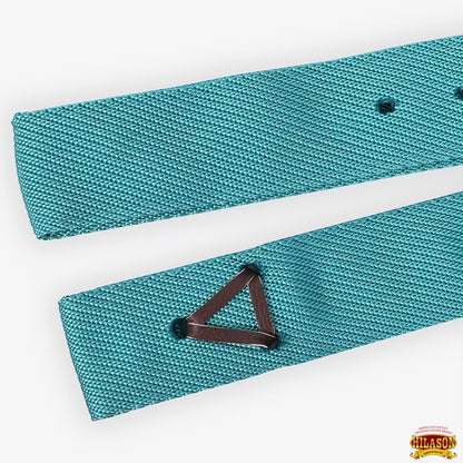 Hilason turquoise nylon cinch tie strap laid flat highlighting the precision heat-sealed holes.