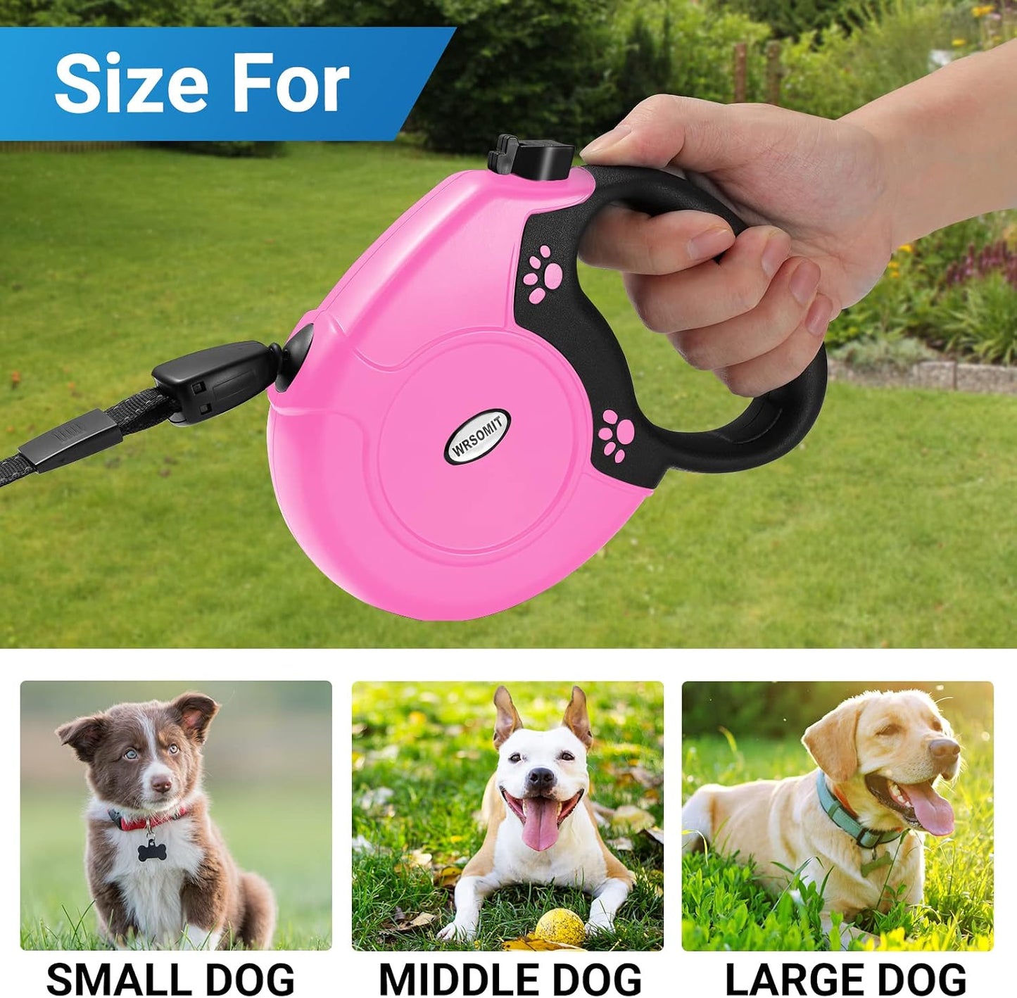 Wrsomit dog leash nylon tape extension mechanism