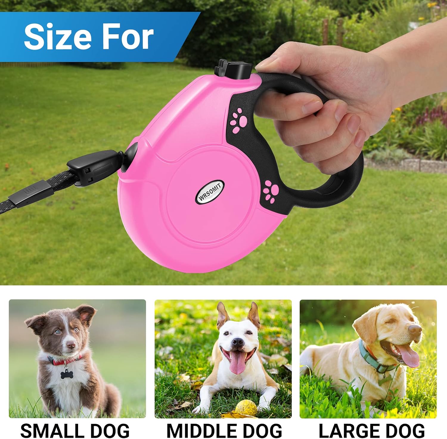 Wrsomit dog leash nylon tape extension mechanism