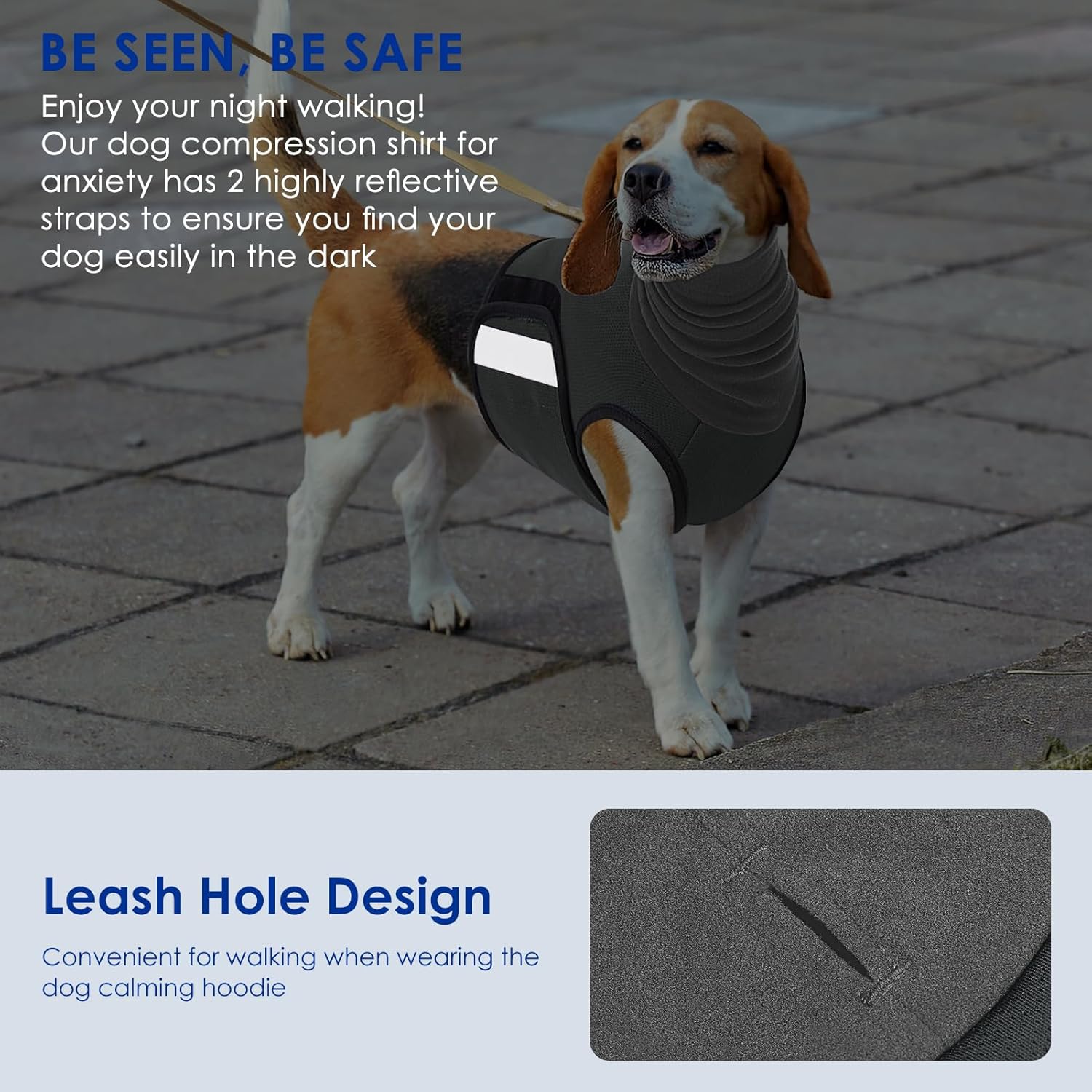 KOESON grey calming hoodie for dogs undergoing travel stress relief