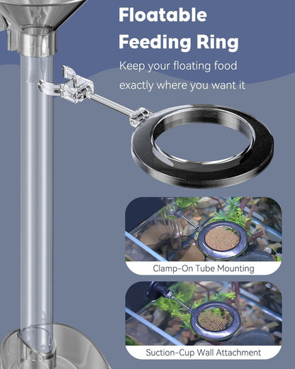Long specialized cleaning brush being used to maintain acrylic feeder tube