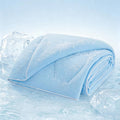 Luciphia premium cooling dog blanket front view light blue pet mat on floor