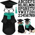Huhumy 5 Pcs Dog Graduation Costume Set Include 2026 Pet Graduation Gown with Stole Puppy Grad Cap Lensless Glasses DIY Letter Stickers for Dogs Cats Holiday Costume Accessory(Black Yellow,S) - Image 14