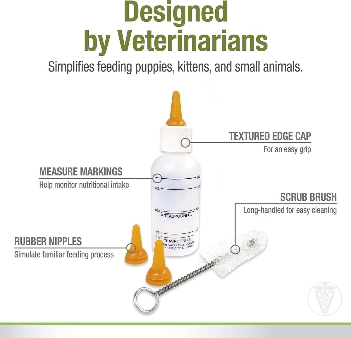 Four Paws two ounce pet nurser bottle with rubber nipple