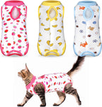 Nuanchu 3 Pieces Cat Recovery Suit Kitten Recovery Suit E-Collar Alternative for Cats and Dogs Abdominal Skin Anti Licking Pajama Clothes Sets(Medium,Fruit Style,Colorful) - Image 10