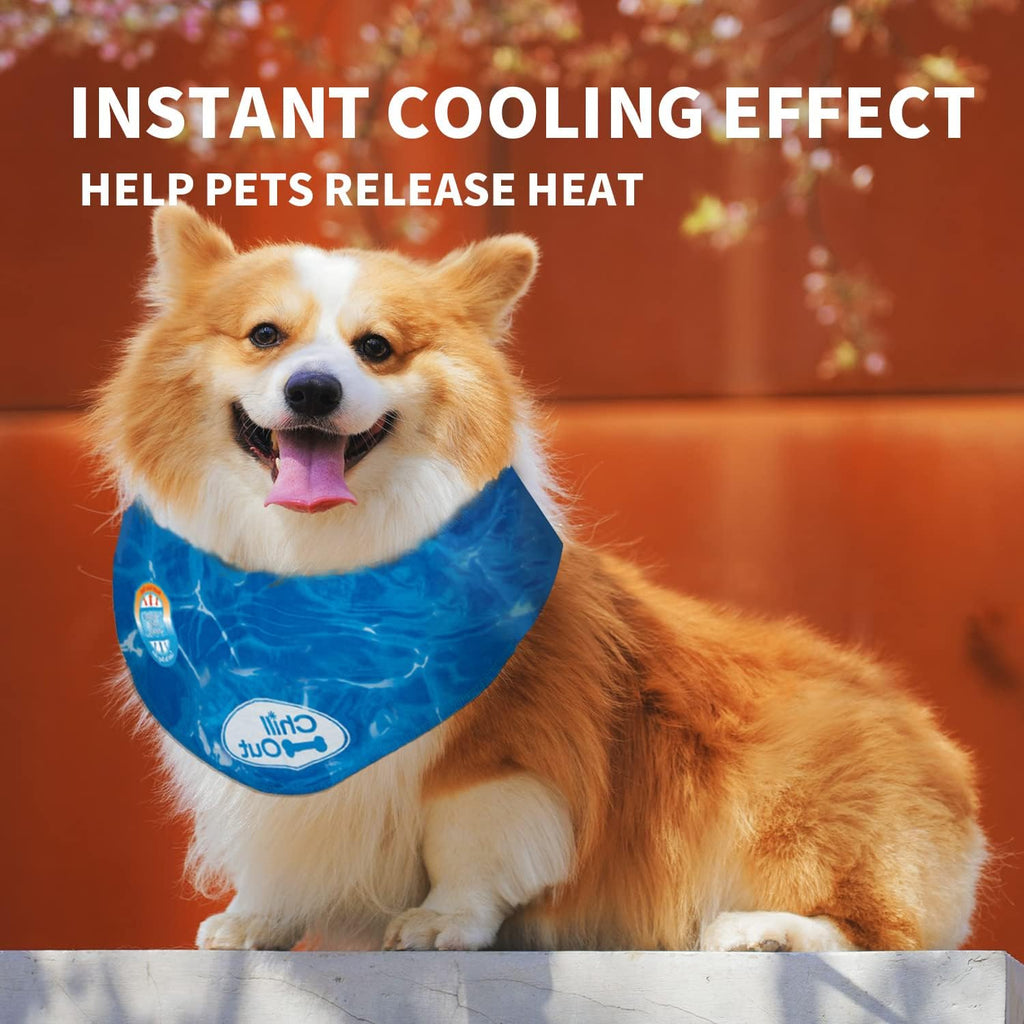 ALL FOR PAWS Dog Cooling Bandana, Cooling Bandanas for Large Dogs, Dog Cooling Neck Wrap, Cooling Scarf for Dogs, Blue Ice Dog Neck Cooler for Summer (L) - Image 9